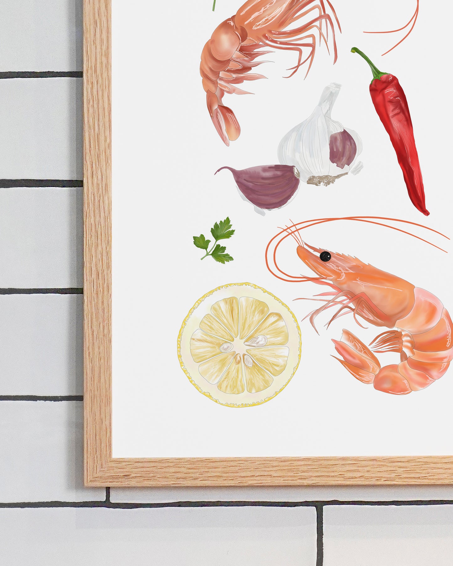Prawn Print | Limited-Edition Giclée Seafood Art