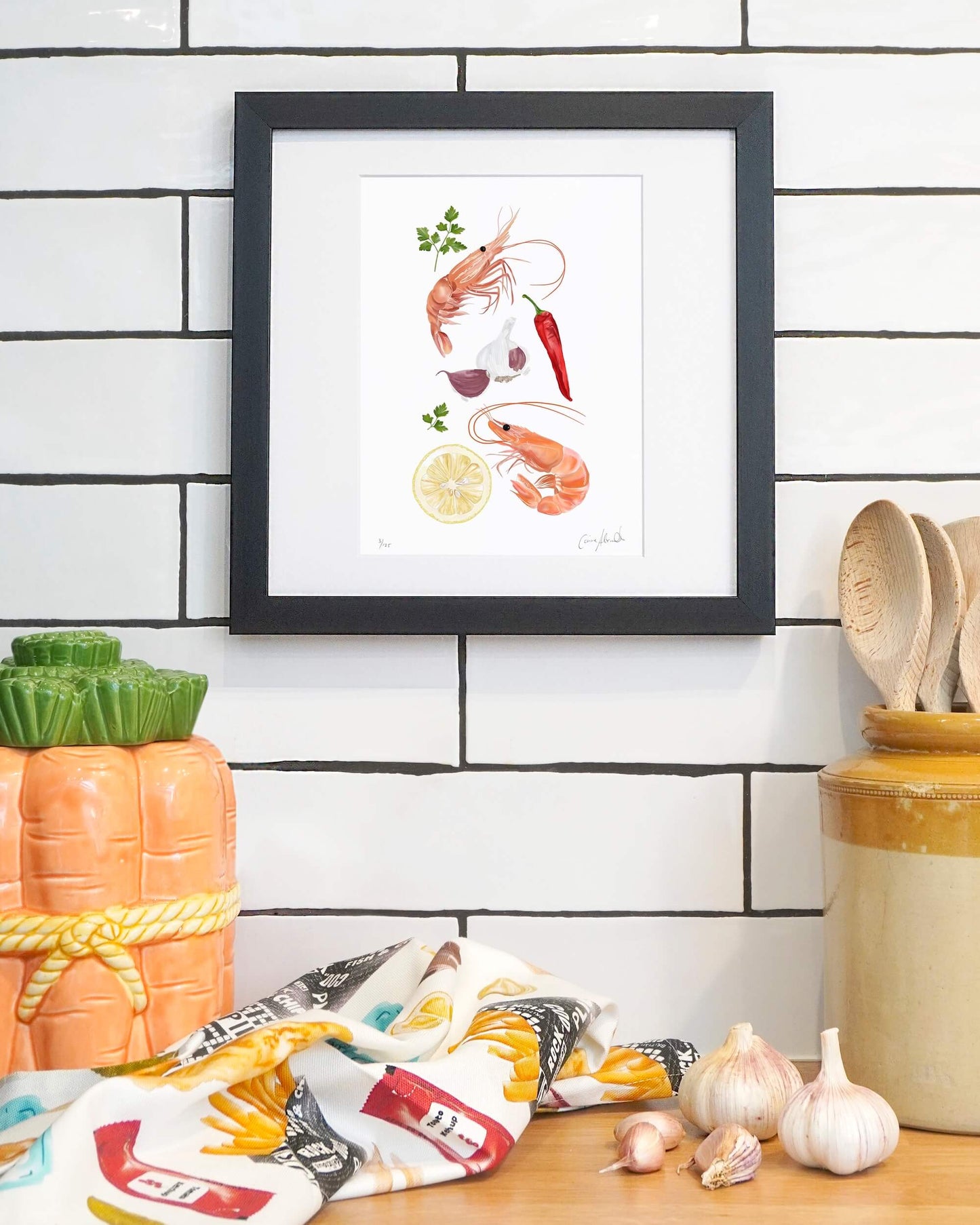 Prawn Print | Limited-Edition Giclée Seafood Art