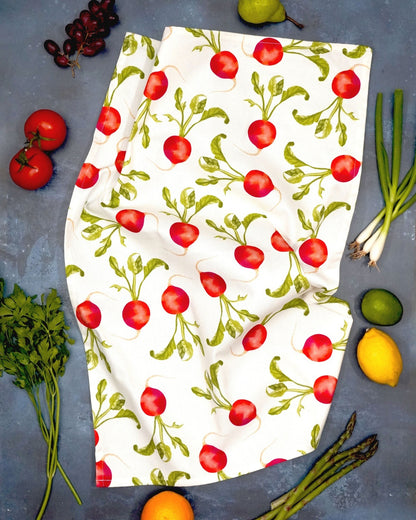 Radish tea towel adding a charming touch to your homeware decor