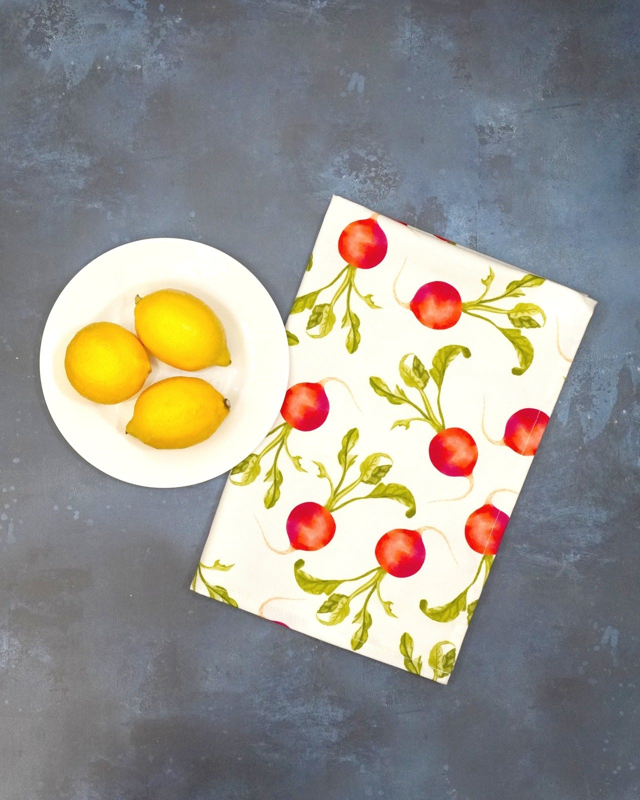Colourful homeware featuring pink radishes