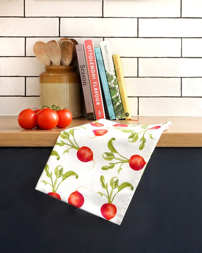 British made tea towel with fruity design