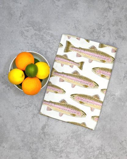 Cotton tea towel featuring fish