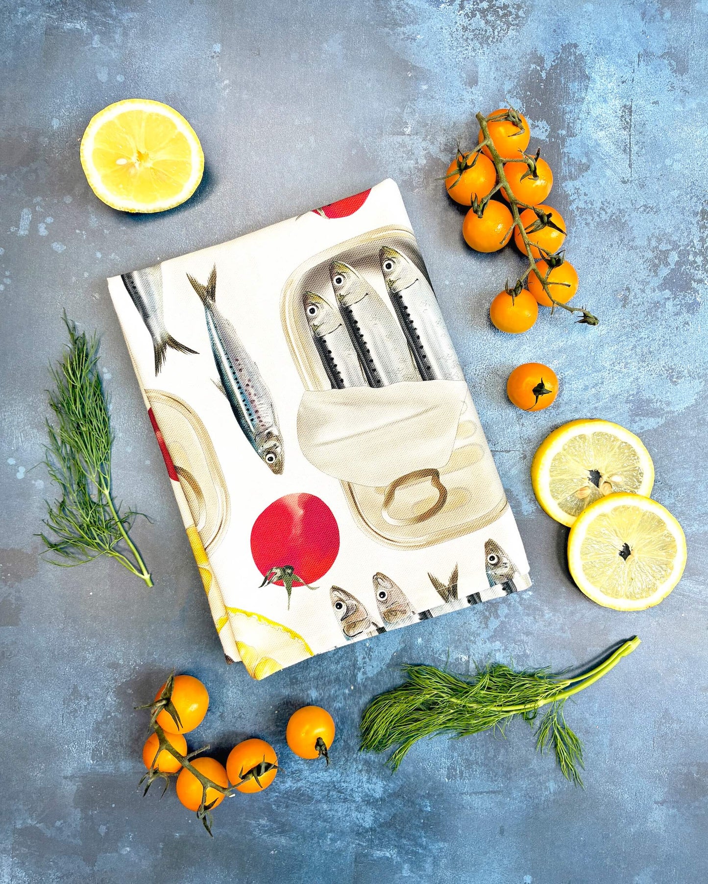 Sardine Tea Towel - Coastal Kitchen, British Made
