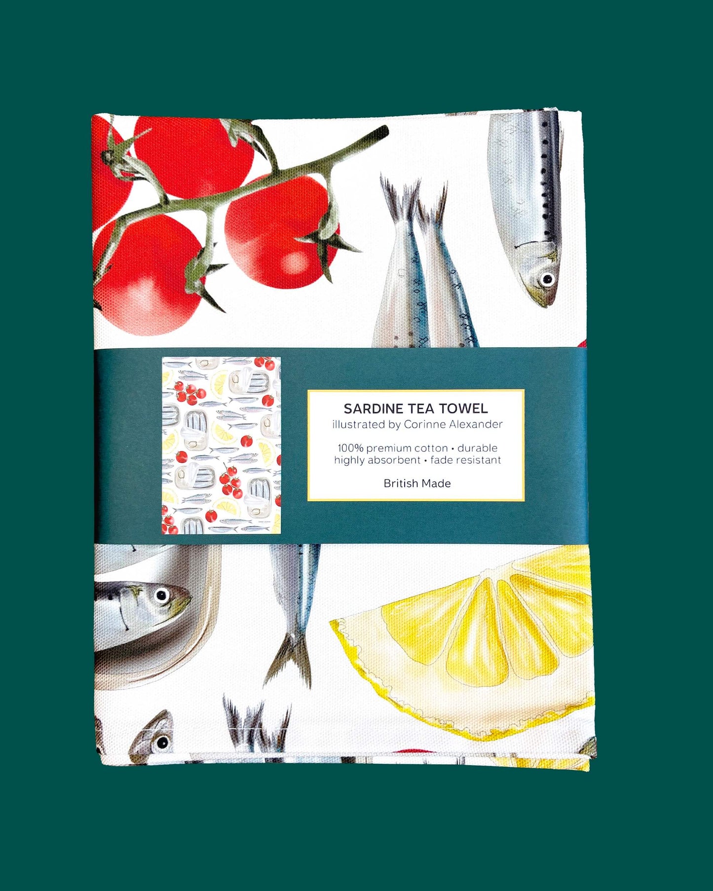 Sardine Tea Towel - Coastal Kitchen, British Made