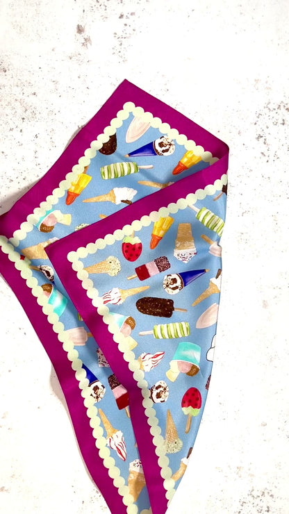 Ice Cream Square Silk Scarf