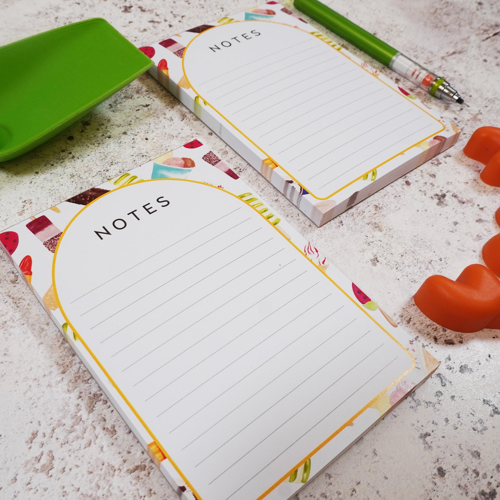 Notes Planner Pad featuring Ice Cream Illustrations - recycled paper
