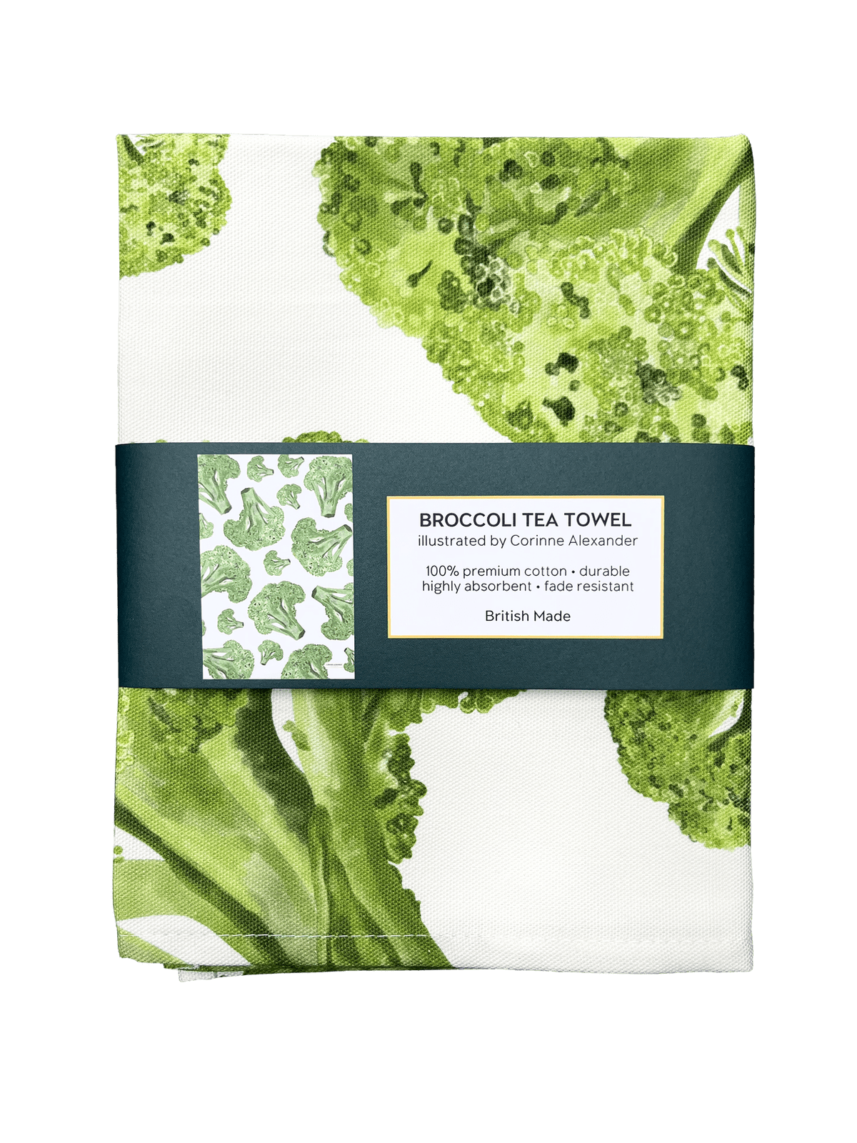 green broccoli tea towels