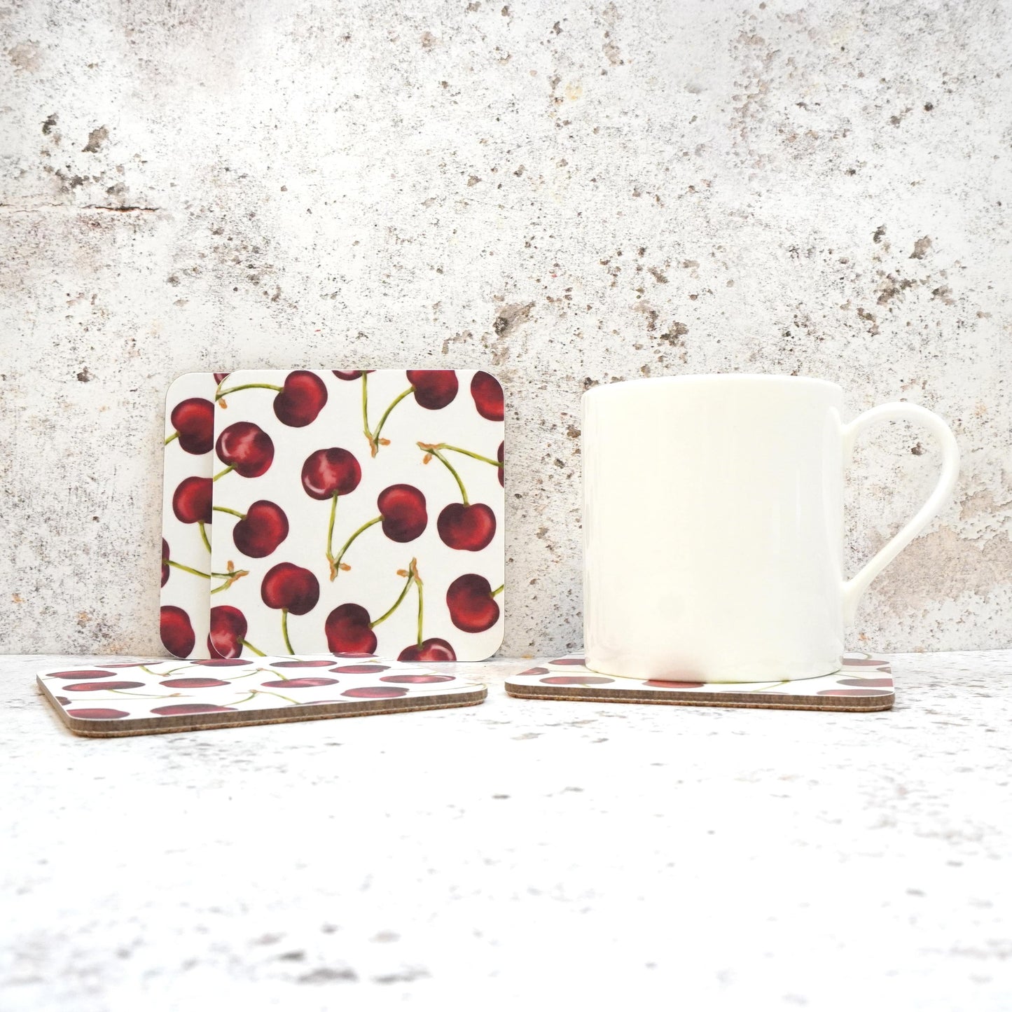 Cherry Tea Towel and Coaster Gift Set