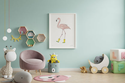 Fun Flamingo Nursery Print