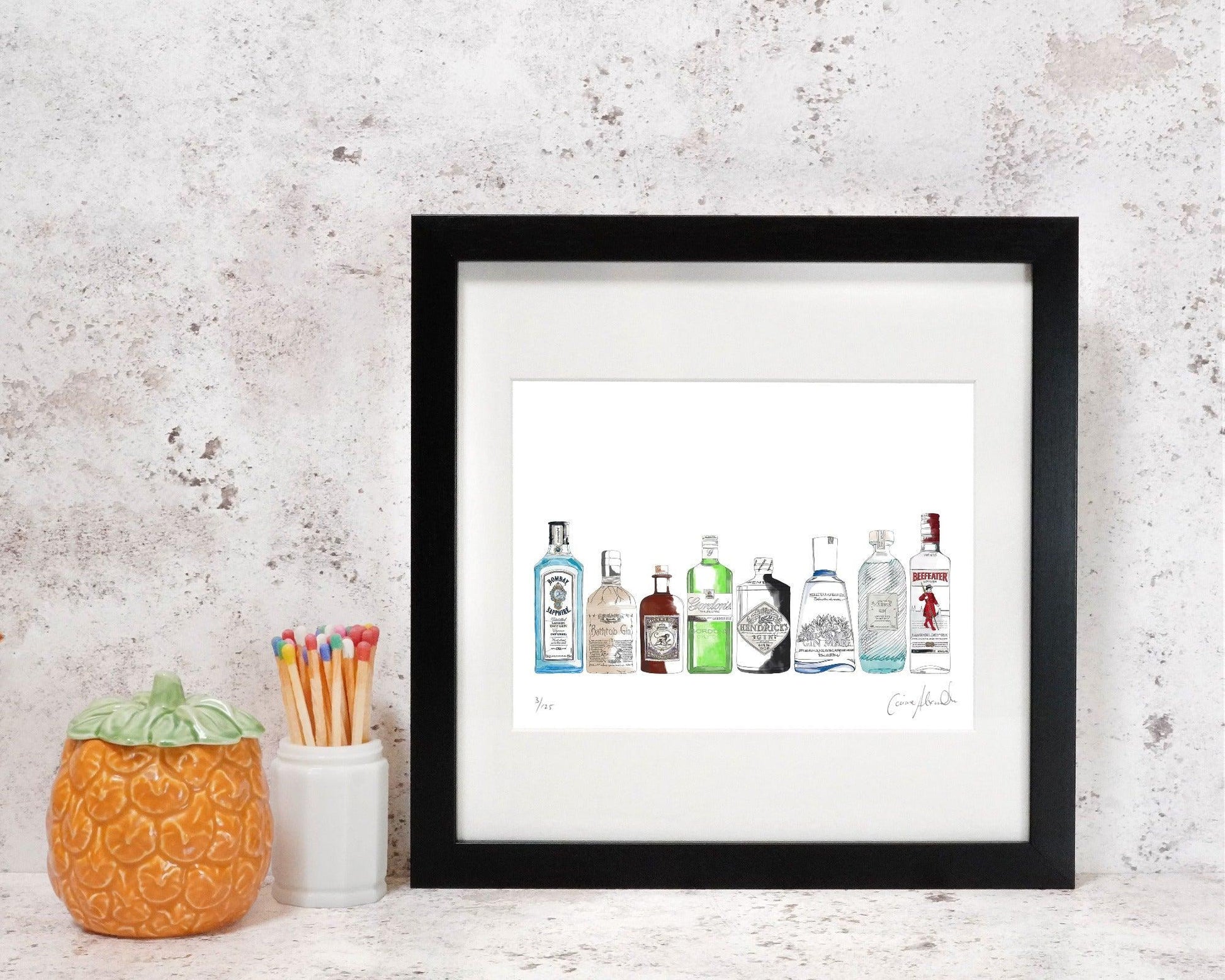Framed Gin Bottle Art