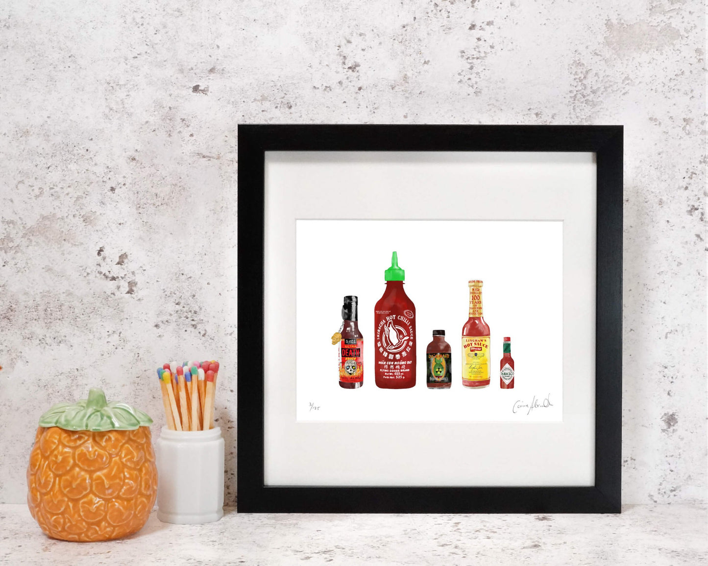 Framed hot sauce art print