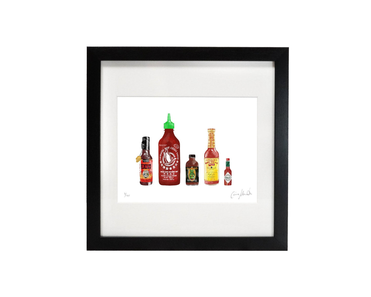 Framed hot sauce art print