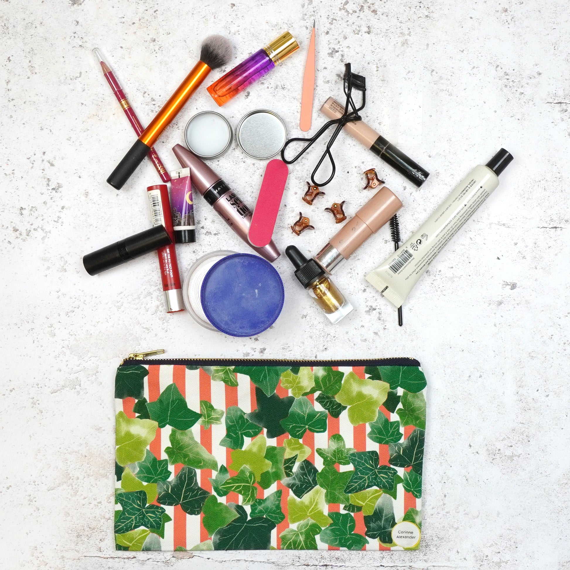 Ivy patterned toiletry bag