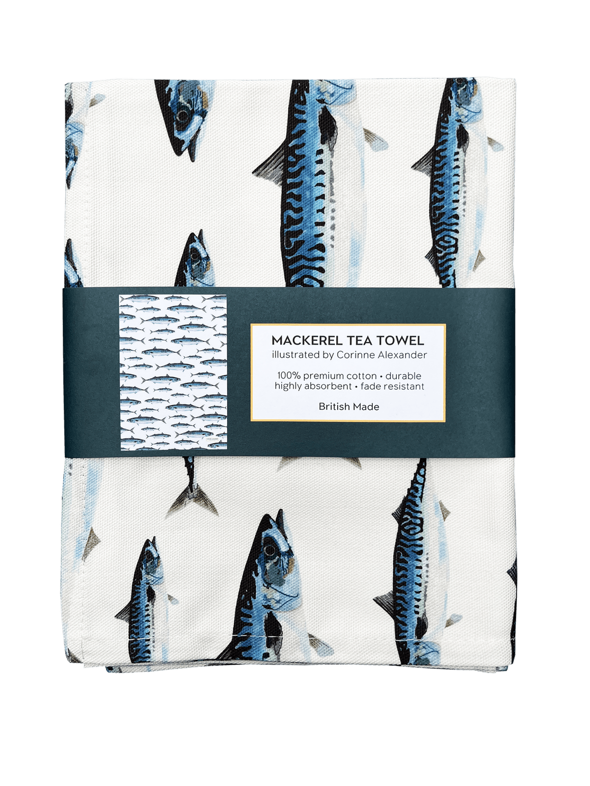 Mackerel tea towel, an unusual gift for him