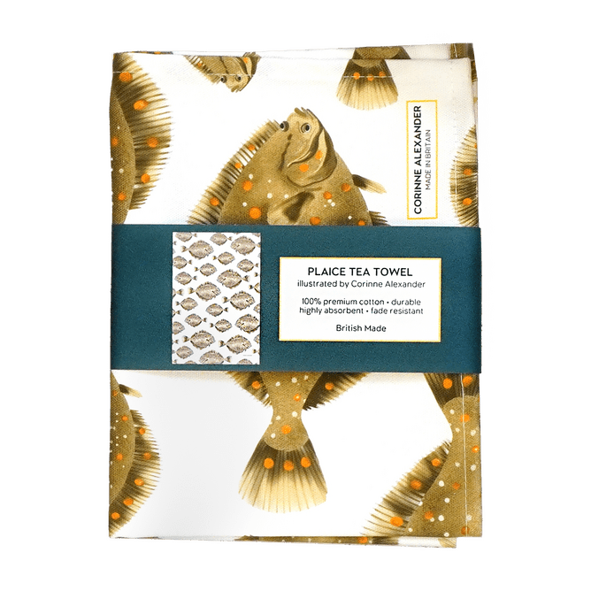 Plaice tea towel from small business