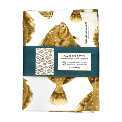 Plaice tea towel from small business