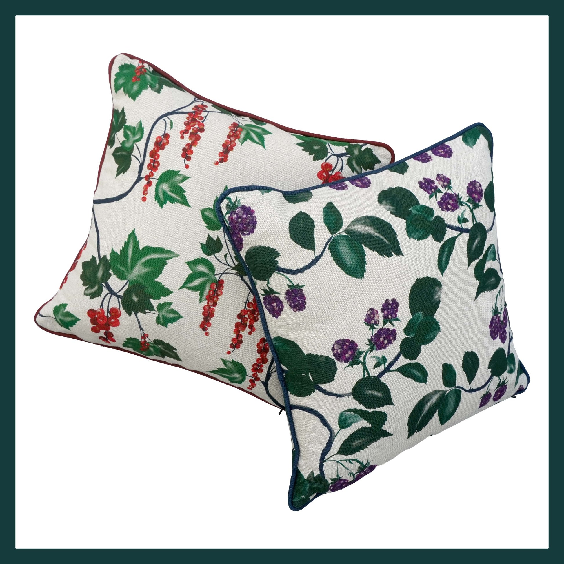Redcurrant and blackberry scatter cushion