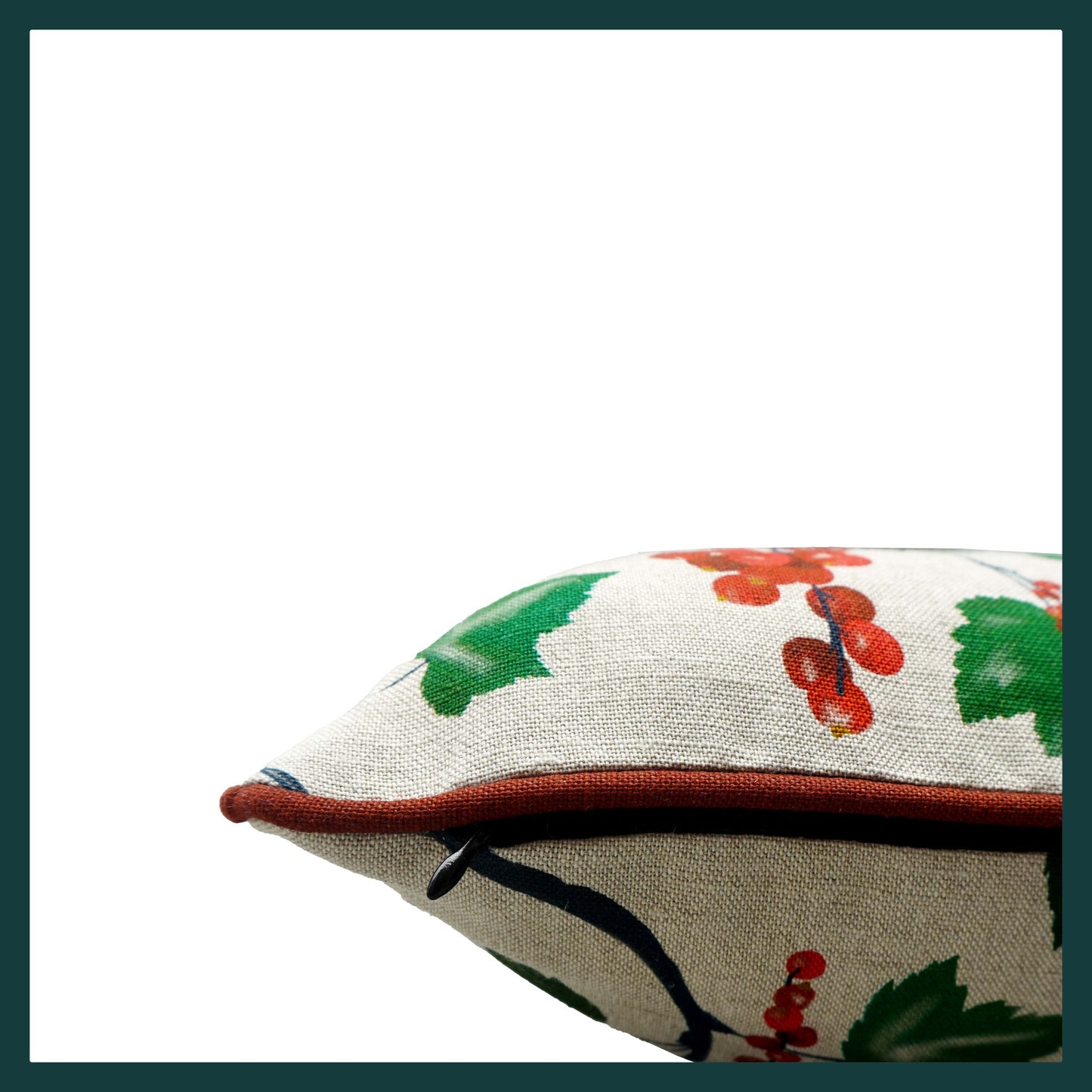 Redcurrant scatter cushion zip detail
