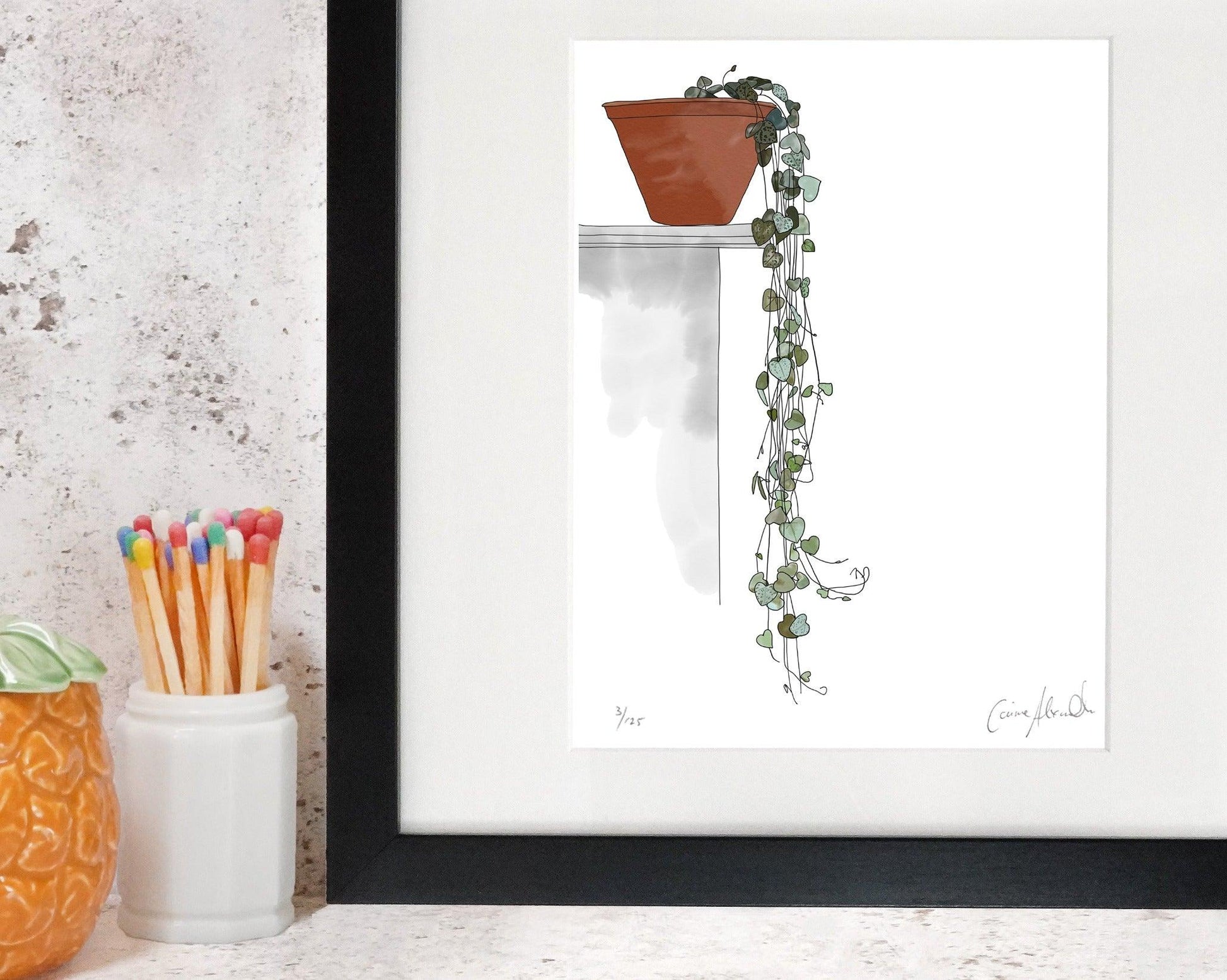 Framed String of Hearts Art Print