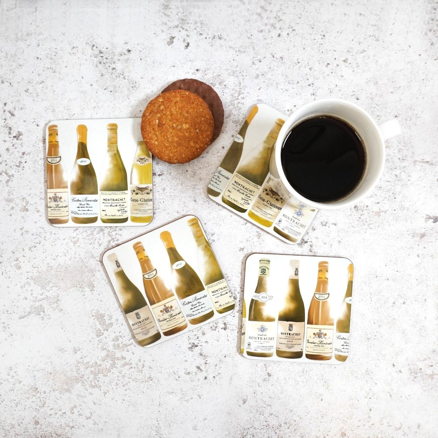 White Burgundy coaster set