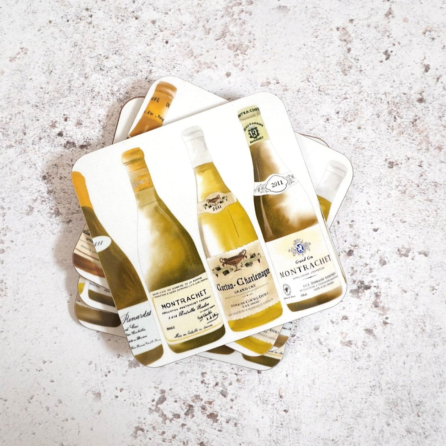 White Burgundy coaster set