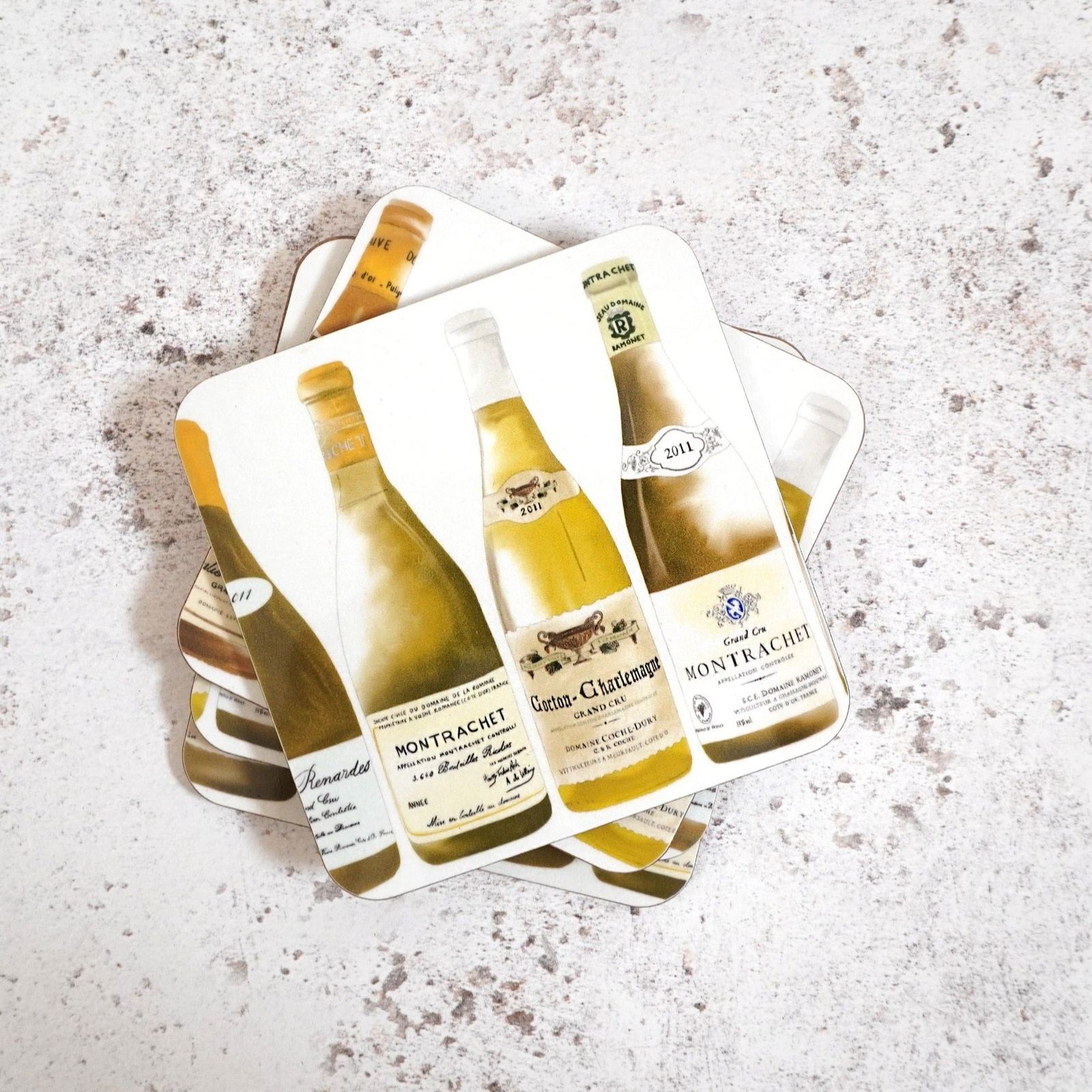White Burgundy coaster set