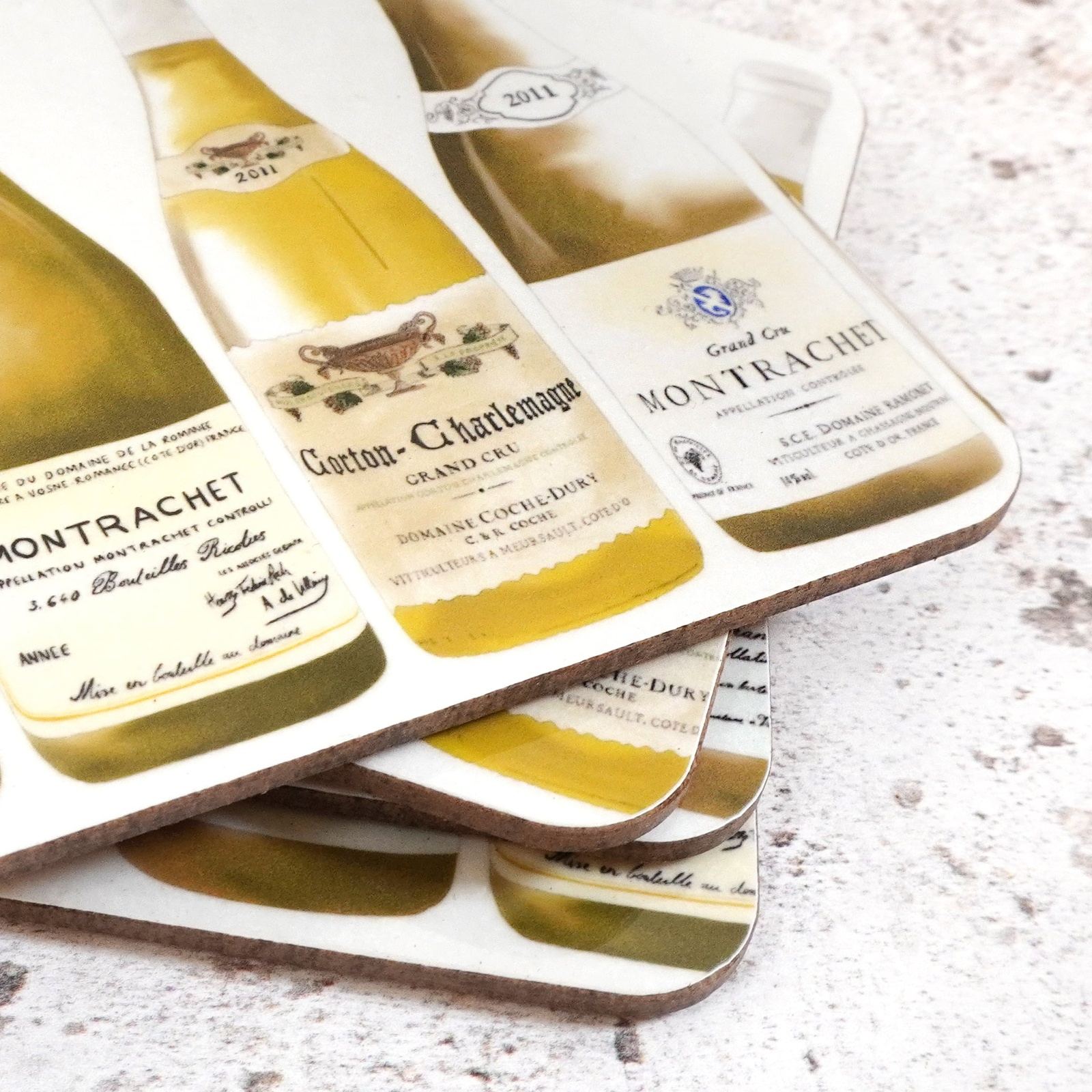 White Burgundy coaster set