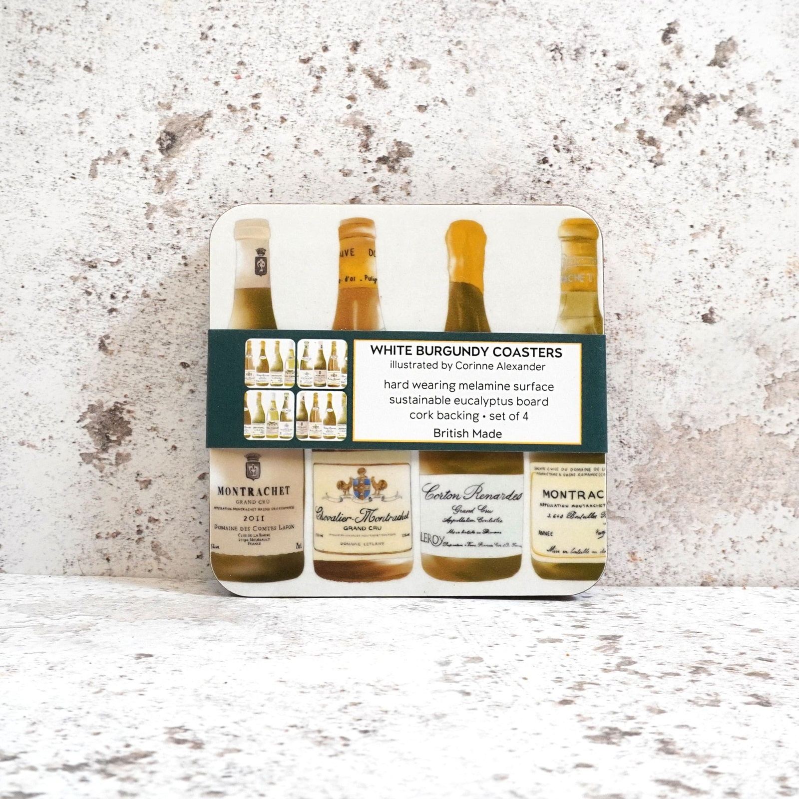 White Burgundy coaster set